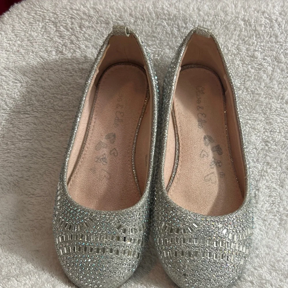 Girls Silver Glitter Dress Flats - Olive & Eden